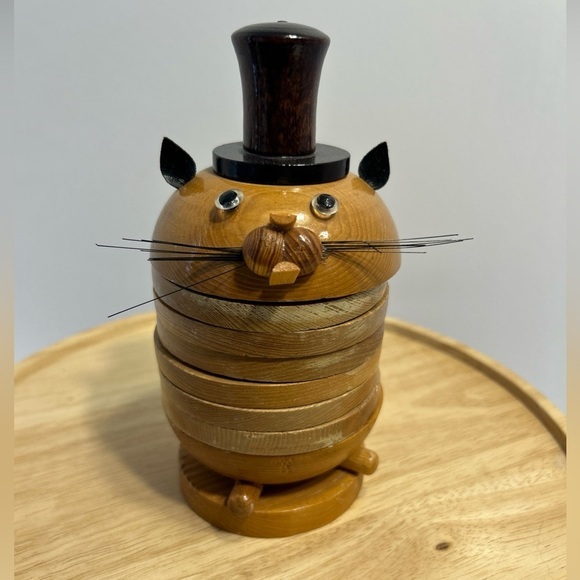 Other - Vintage Mid Century Wooden Cat Mouse Cork Coaster Set Boling Style